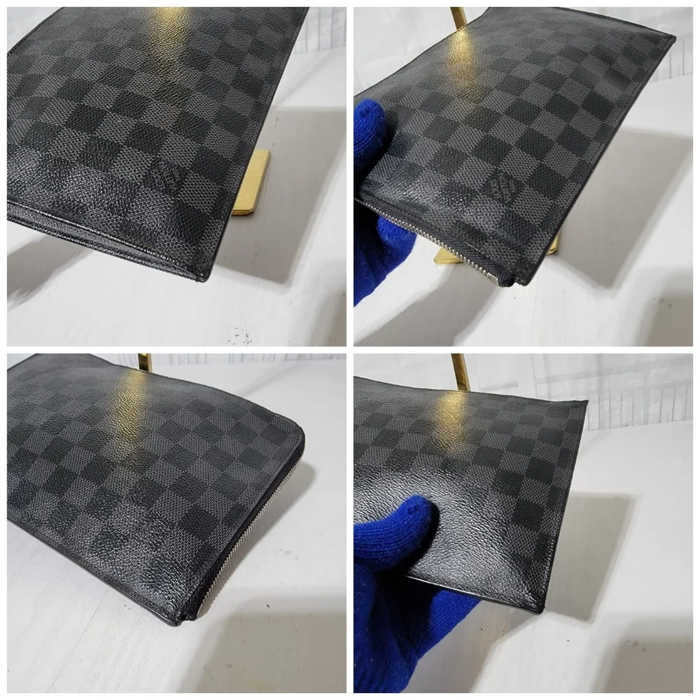 Louis Vuitton Damier Graphite Pochette Jour PM Zip Around Portfolio Clut…